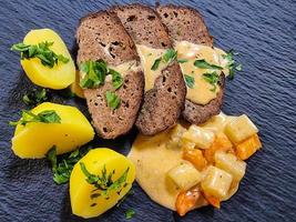 Traditional german receipt meatloaf with vegetables photo