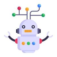 un icono plano bien diseñado de robot vector