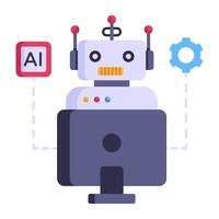 un icono plano bien diseñado de robot vector