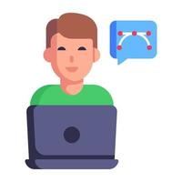 Person doing online chat flat icon in an editable style vector
