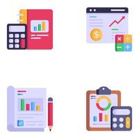 Set of Business Calculations Flat Icons vector