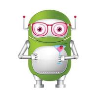 Cute chat bot cartoon, conversation robot vector