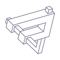 ilusión óptica. vector de formas imposibles. objeto de arte óptico. figuras geometricas. paradoja.