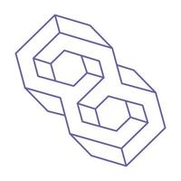 Impossible shapes. Sacred geometry. Optical illusion logo. Abstract eternal geometric objects. Optical art. Impossible geometry symbol on a white background. Line art. vector