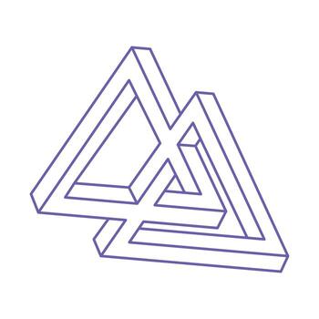 Impossible shape. Sacred geometry. Optical illusion figures. Abstract eternal geometric objects. Impossible endless outline shapes. Logo. Optical art. Impossible geometry shape on a white background. vector