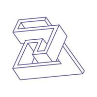Illusion shapes. 3d geometry. Optical illusion figures. Sacred geometry logo in trendy 2022 Very Peri color. vector