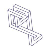 Impossible shapes, optical illusion figures, vector. Paradox. Optical art objects. Geometry modern logo in trendy 2022 Very Peri color. vector