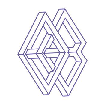 Optical illusion logo. Impossible shapes. Sacred geometry figures. Abstract eternal geometric objects. Impossible endless outline. Optical art. Impossible geometry shape on a white background. vector