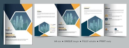 Bifold Brochure Design Template for Your Company, Corporate, Business, Advertising, Marketing, Agency, and Internet Business. vector