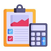 Editable flat icon of business accounting, calculator with business report vector