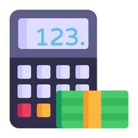 Editable flat icon of business accounting, calculator with business report vector