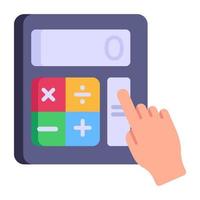 Editable flat icon of business accounting, calculator with business report vector