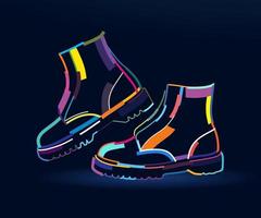 Abstract men boots from multicolored paints. Colorful drawing. Vector illustration of paints