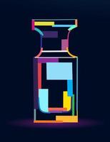 Abstract calibration weight, bottle of perfume from multicolored paints. Colored drawing. Vector illustration of paints