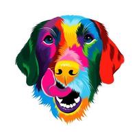 Abstract portrait of the head of a Labrador retriever from multicolored paints. Colored drawing. Puppy muzzle portrait, dog muzzle. Vector illustration of paints