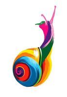 Abstract garden snail from multicolored paints. Colored drawing. Vector illustration of paints