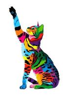 Abstract bengal cat from multicolored paints. Colored drawing. Vector illustration of paints