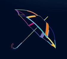 Abstract umbrella with straight handle, umbrella stick, colorful drawing. Vector illustration of paints