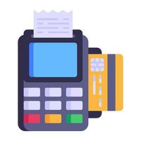 Billing machine with invoice, flat icon vector