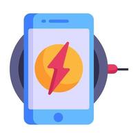 Wireless charging technology, flat icon with editable facility vector
