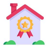 Building and badge, concept of house quality flat icon vector