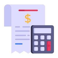 icono plano editable de contabilidad empresarial, calculadora con informe empresarial vector