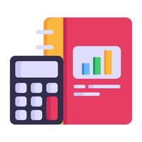 icono plano editable de contabilidad empresarial, calculadora con informe empresarial vector