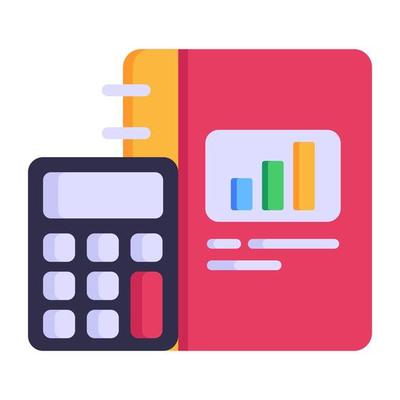 Editable flat icon of business accounting, calculator with business report
