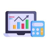 Editable flat icon of business accounting, calculator with business report vector