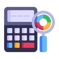 Editable flat icon of business accounting, calculator with business report vector