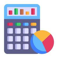Editable flat icon of business accounting, calculator with business report vector