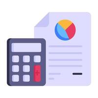 icono plano editable de contabilidad empresarial, calculadora con informe empresarial vector