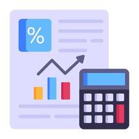 Editable flat icon of business accounting, calculator with business report vector