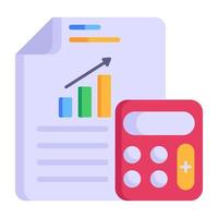 Editable flat icon of business accounting, calculator with business report vector