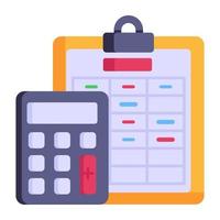 icono plano editable de contabilidad empresarial, calculadora con informe empresarial vector