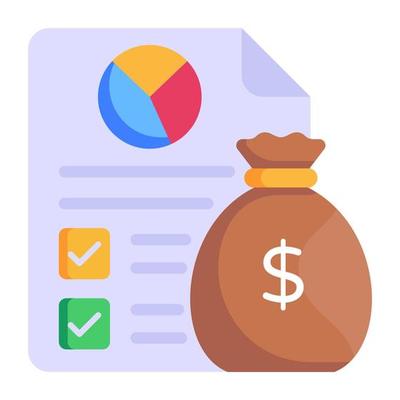 Icon of financial report in modern flat style