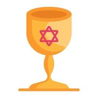 A sacred chalice cup, flat icon vector