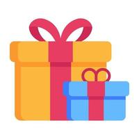 Boxes representing gifts, flat icon vector