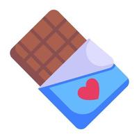 una envoltura de chocolate en un icono plano vector