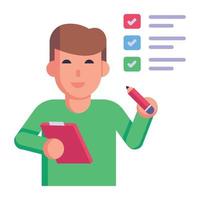 Person doing manual testing, flat style icon vector