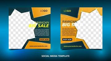 Plantilla de banner de publicación de redes sociales de venta de Ramadán vector