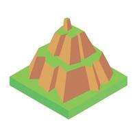 Unique icon of mountain rocks in isometric design vector