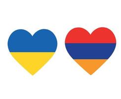 banderas de ucrania y armenia emblema nacional de europa iconos de corazón ilustración vectorial elemento de diseño abstracto vector