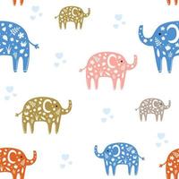 Cute seamless baby vector pattern with elephants