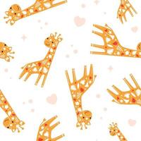 Cute baby giraffe in funny seamless vector pattern