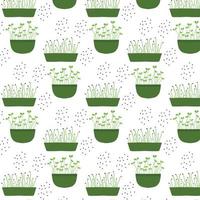 Vector pattern with greenery. Pattern with beet sprouts.