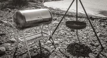 Old barbecue area in the barren wilderness Hemsedal Norway. photo