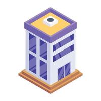 edificio icono isométrico, icono editable vector