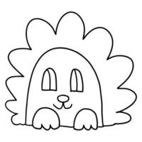 Cute doodle Hedgehog face isolated on white background. vector