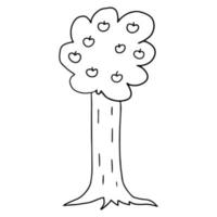 Cartoon doodle apple tree isolated on white background. vector